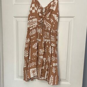 Brown and White Patterned Dress